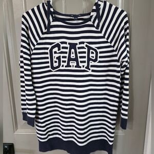 Gap Womans Small Navy Striped Hooded Sweatshirt